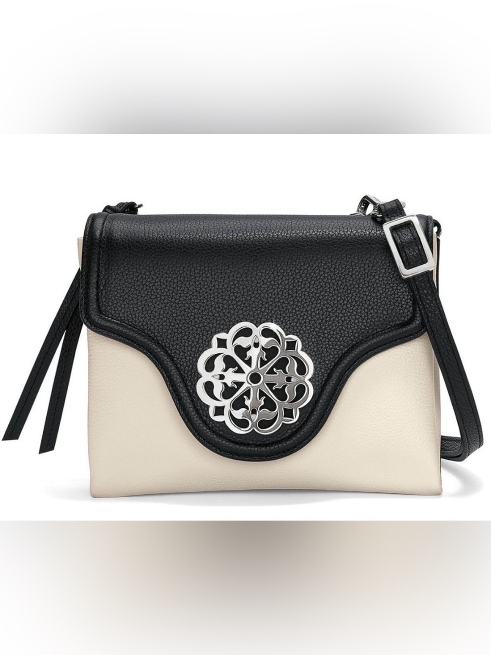 Brighton Eve Messenger Cross Body White-Black Rare discontinued